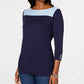 Karen Scott Women's Cotton Colorblocked Sweater Blue Size X-Small