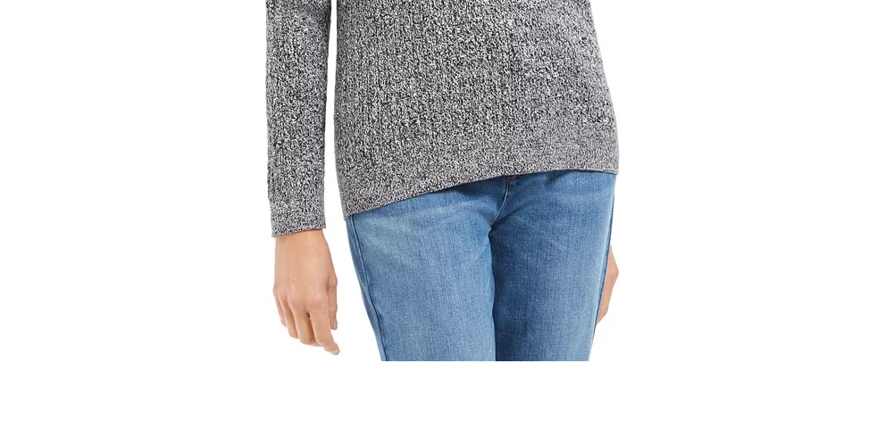 Karen Scott Women's Cable-Knit Henley Sweater Grey Size Small