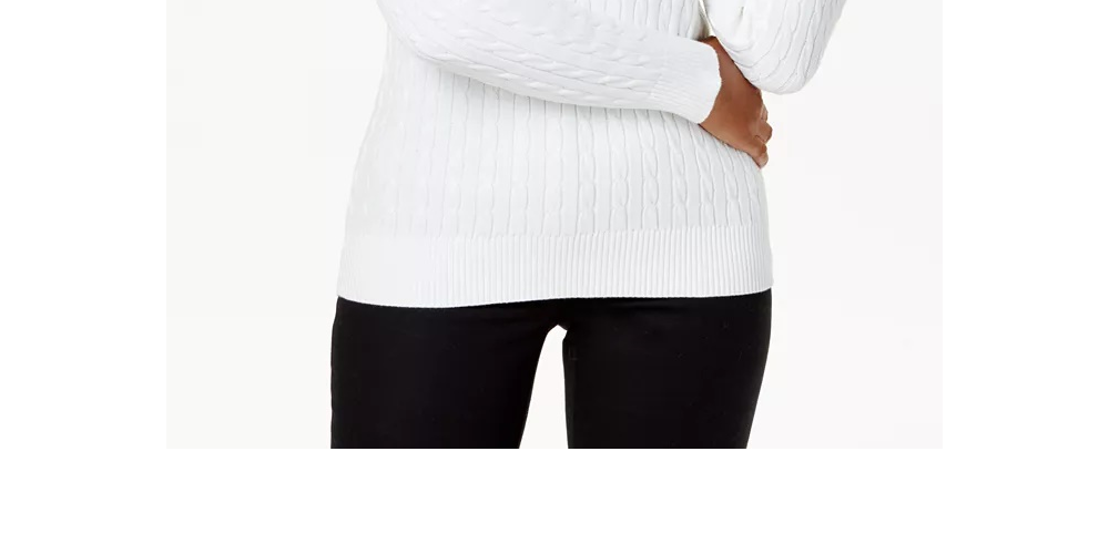 Karen Scott Women's Cotton Cable-Knit Sweater WhiteSize PL