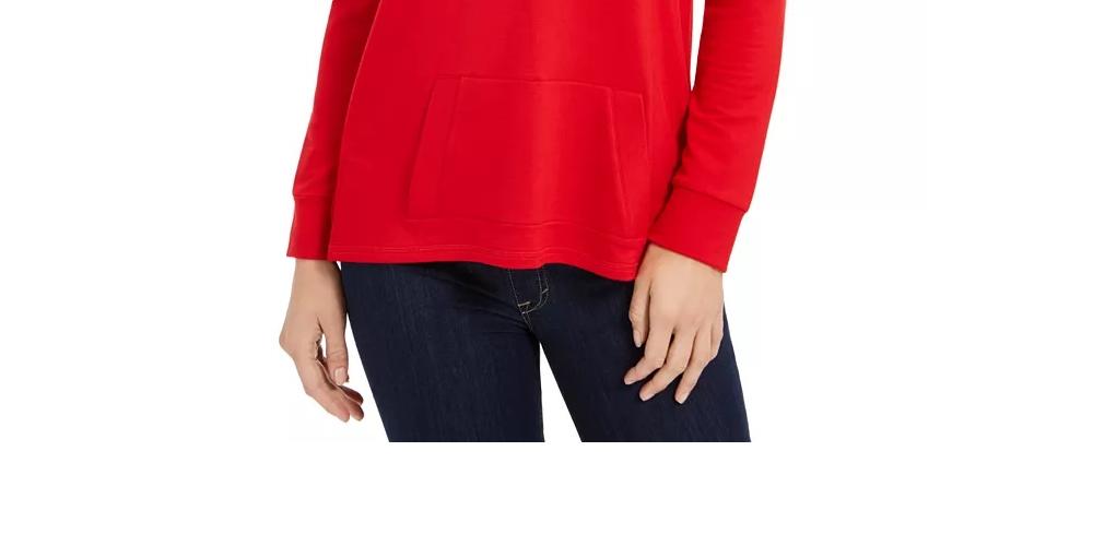 Charter Club Women's French Terry V-Neck Tunic Red Size Small
