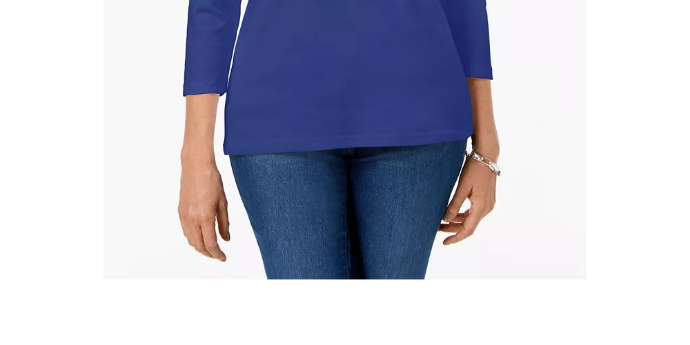 Karen Scott Women's Scoop-Neck Top Blue Size Medium