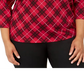 Karen Scott Women's Plus Size Plaid 3/4-Sleeve Top Bright Red Size 0X