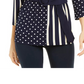 Alfani Women's Women S Petite Mixed-Print Belted Top Blue Size Petite X-Large