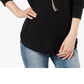 INC International Concepts Women's Black Textured Solid Long Sleeve Jewel Neck Top Black Size Petite Small