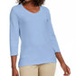 Karen Scott Women's Grommet-Neck Cotton Top Blue Size Small