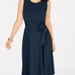 Charter Club Women's Petite Belted Midi Dress Blue Size Medium