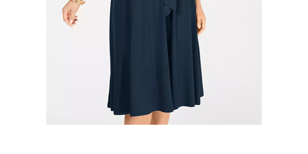 Charter Club Women's Petite Belted Midi Dress Blue Size Medium