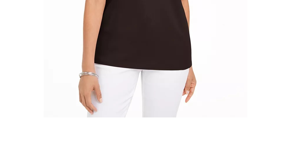 Karen Scott Women's Boat-Neck Elbow-Sleeve Top Brown Clay Size Medium