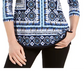 JM Collection Women's Printed Embellished-Keyhole Top Blue Size XX-Large