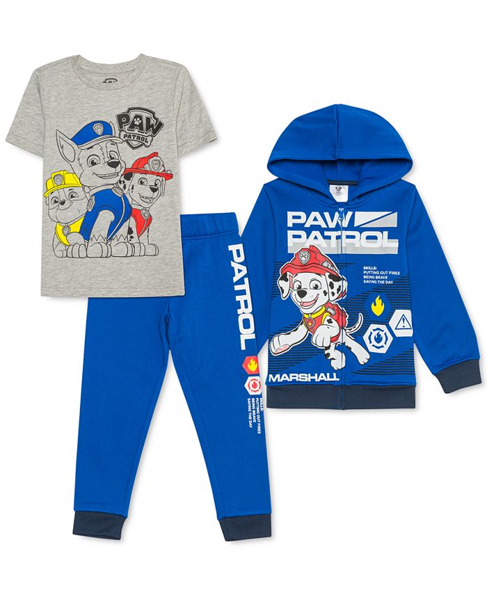 Nickelodeon Little Boy's 3 Pc Paw Patrol Hoodie T-Shirt & Joggers Set Blue Size 7