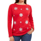 Karen Scott Women's Petite Embellished Snowflake Top Red Size PS