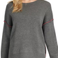 DKNY Women's Contrast-Trim Double-Knit Sweater Gray Size Large