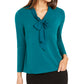 Charter Club Women's Woven Tie Top Green Size Medium