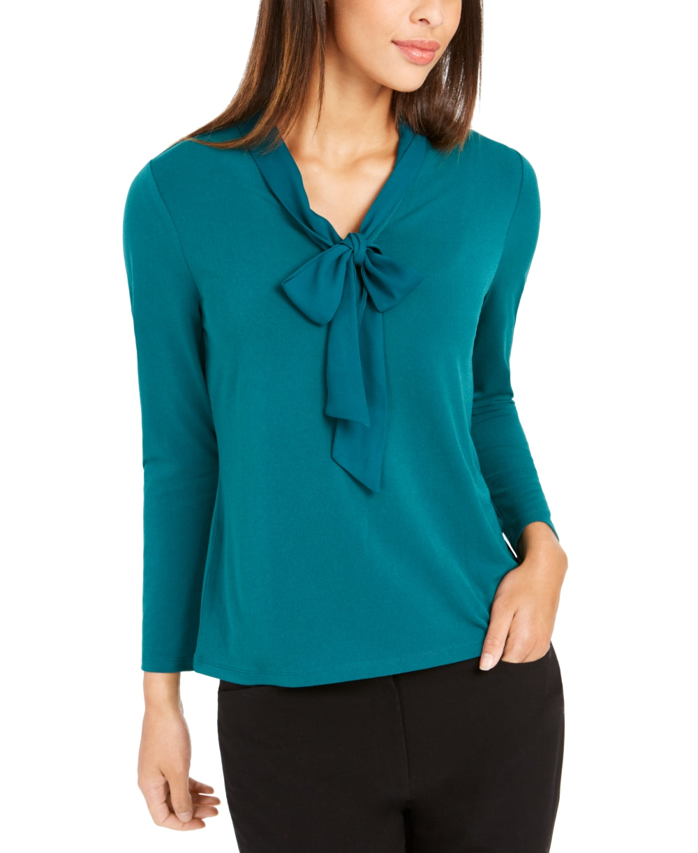 Charter Club Women's Woven Tie Top Green Size Medium