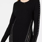 Bar III Women's Zippered Studded Sweater Black Size Medium
