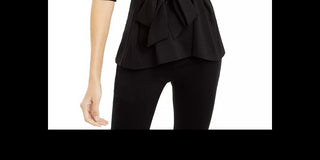 Alfani Women's Petite Faux-Wrap Elbow-Sleeve Top Black Size Petite X-Large