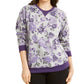 Karen Scott Women's Printed Crewneck Sweatshirt  Gray/purple  Size PXL