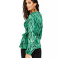 INC International Concepts Women's Animal Print Wrap Top Green Size X-Small