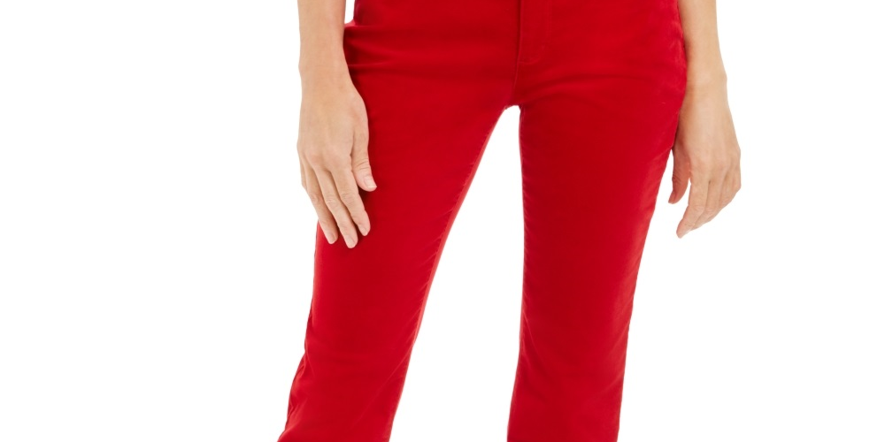 Charter Club Women's Lexington Velveteen Tummy Control Straight Leg Jeans Red Size 10