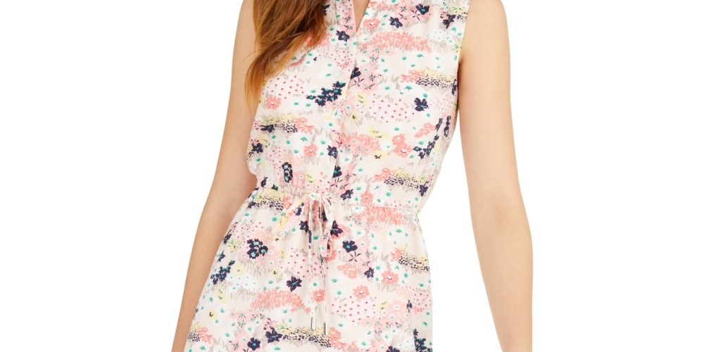 Maison Jules Women's Floral V Neck Casual Dress Pink Size X-Large