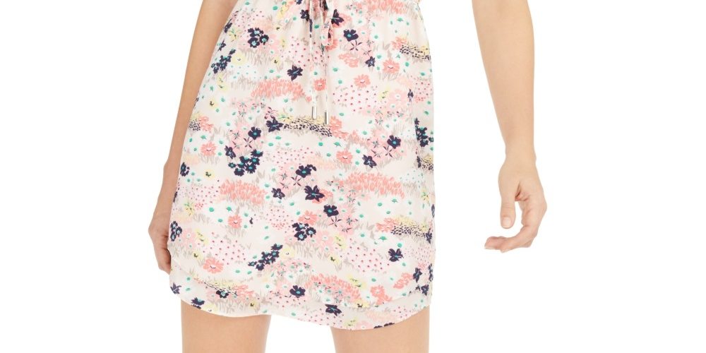 Maison Jules Women's Floral V Neck Casual Dress Pink Size X-Large