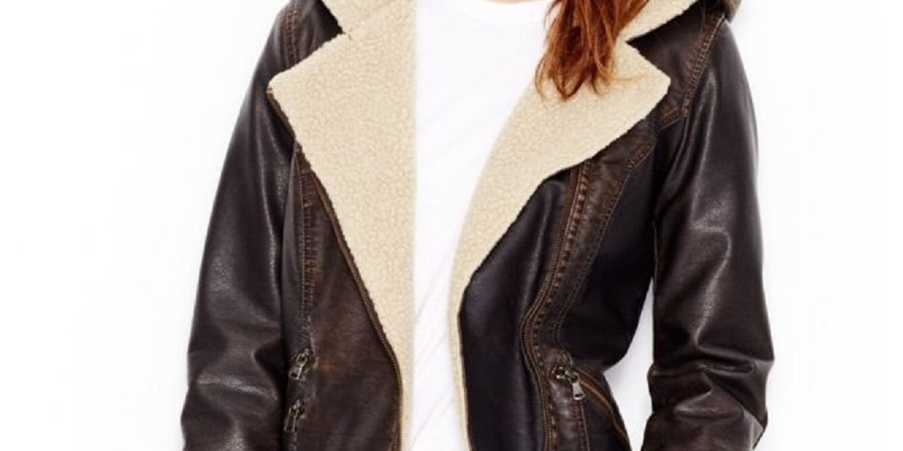 Levi's Women's Faux Leather Hooded Moto Jacket Brown Size X-Small