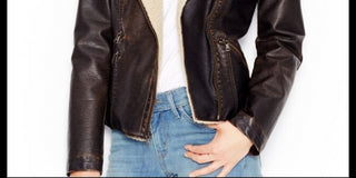 Levi's Women's Faux Leather Hooded Moto Jacket Brown Size X-Small