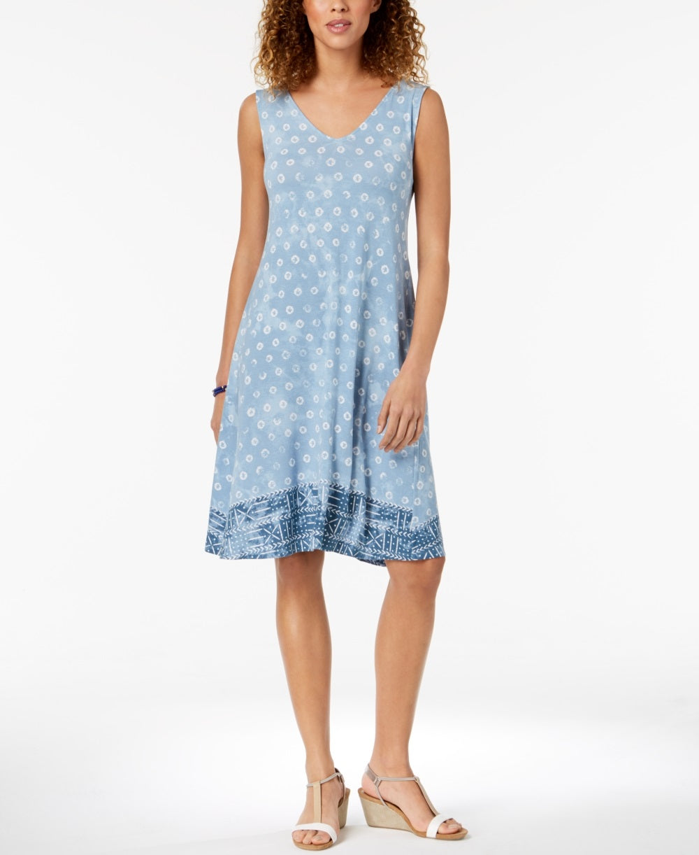 Style & Co Women's Cross Back Dress Blue Size Small