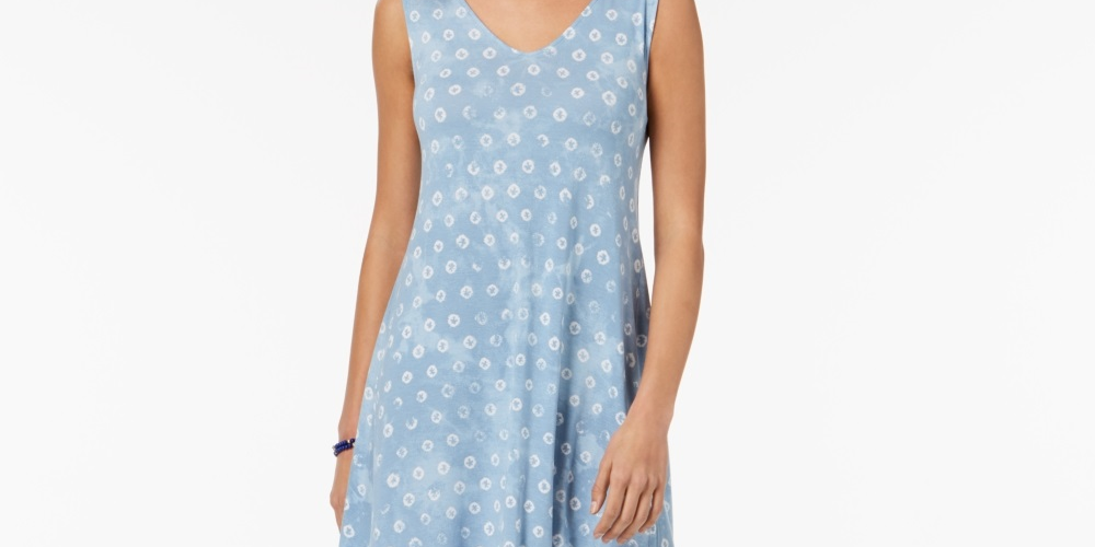 Style & Co Women's Cross Back Dress Blue Size Small