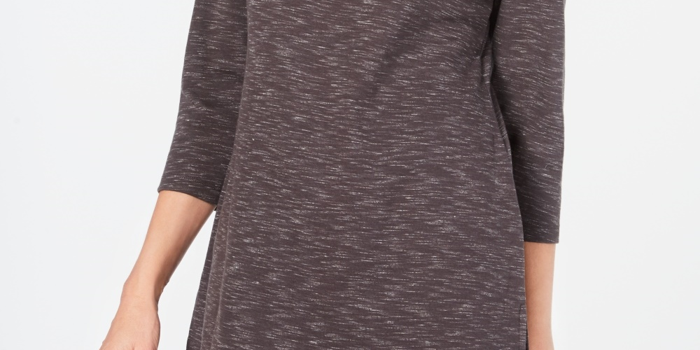 Karen Scott Women's Boat Neck Space Dyed Top Gray Size Medium