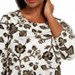 JM Collection Women's Plus Metallic Floral Print Top Beige Size 3X