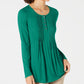 Style & Co Women's Long-Sleeve Pintuck Top  Bright Green Size X-Large
