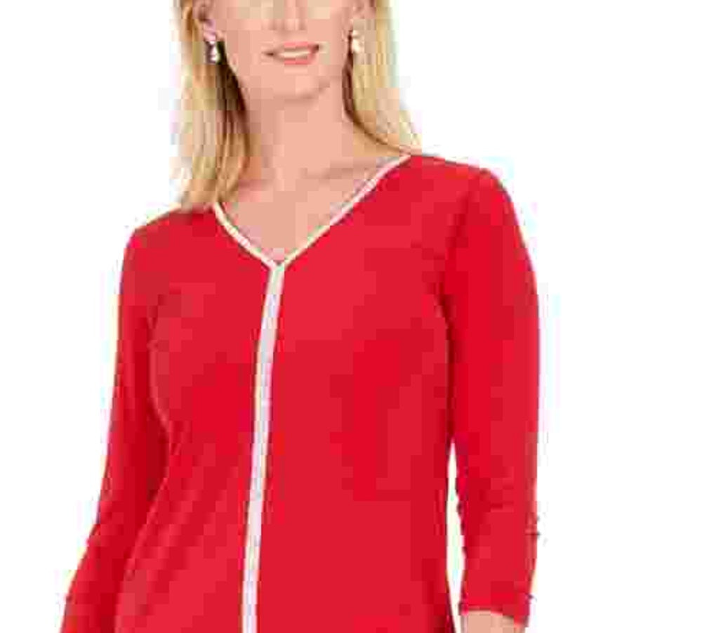 JM Collection Women's Jewel-Neck Sheath Dress Red Size Small