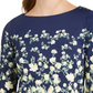 Charter Club Women's Floral-Print Boat-Neck Top Blue Size X-Large
