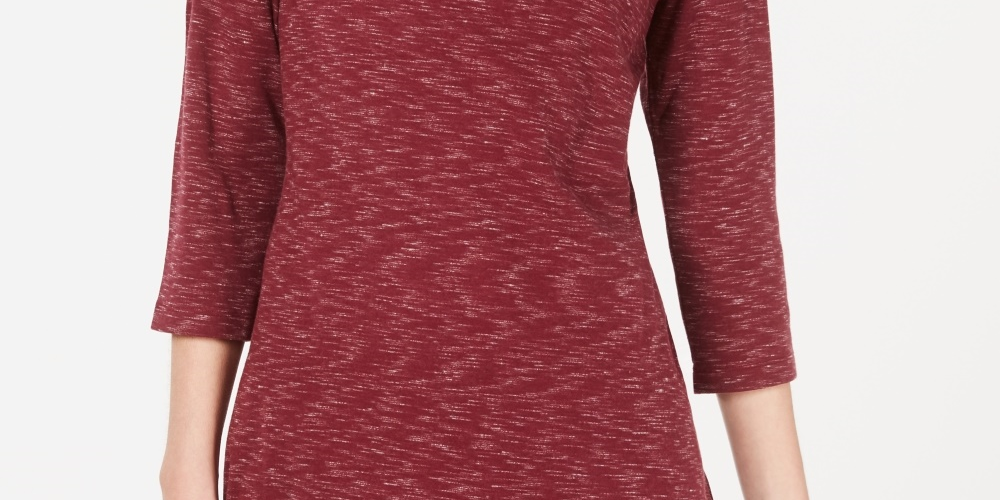 Karen Scott Women's BOAT-Neck Space-Dyed Top  Medium Red Size Small