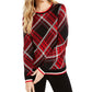 Charter Club Women's Plaid Crewneck Sweater Black Size Medium