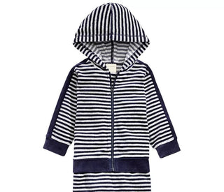 First Impressions Baby Boys 2-Pc. Striped Velour Hoodie & Pants Set Blue Size 18MOS