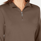 Karen Scott Women's Cotton Half-Zip Mock-Neck Top Brown Size Medium
