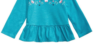 First Impressions Baby Girl's Cotton Floral Print Peplum Hem Tunic Pure Aqua Size 12 Months