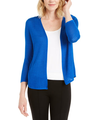 Alfani Women's Textured Ottoman-Ribbed Cardigan  Blue Size XX-Large