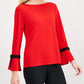 Charter Club Women's Tie Detail Crepe Top Red Size Petite Small
