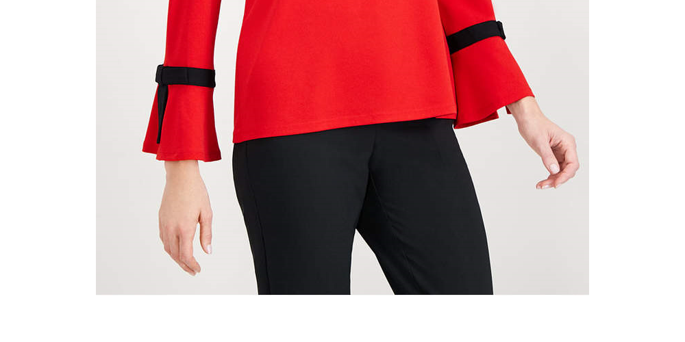 Charter Club Women's Tie Detail Crepe Top Red Size Petite Small