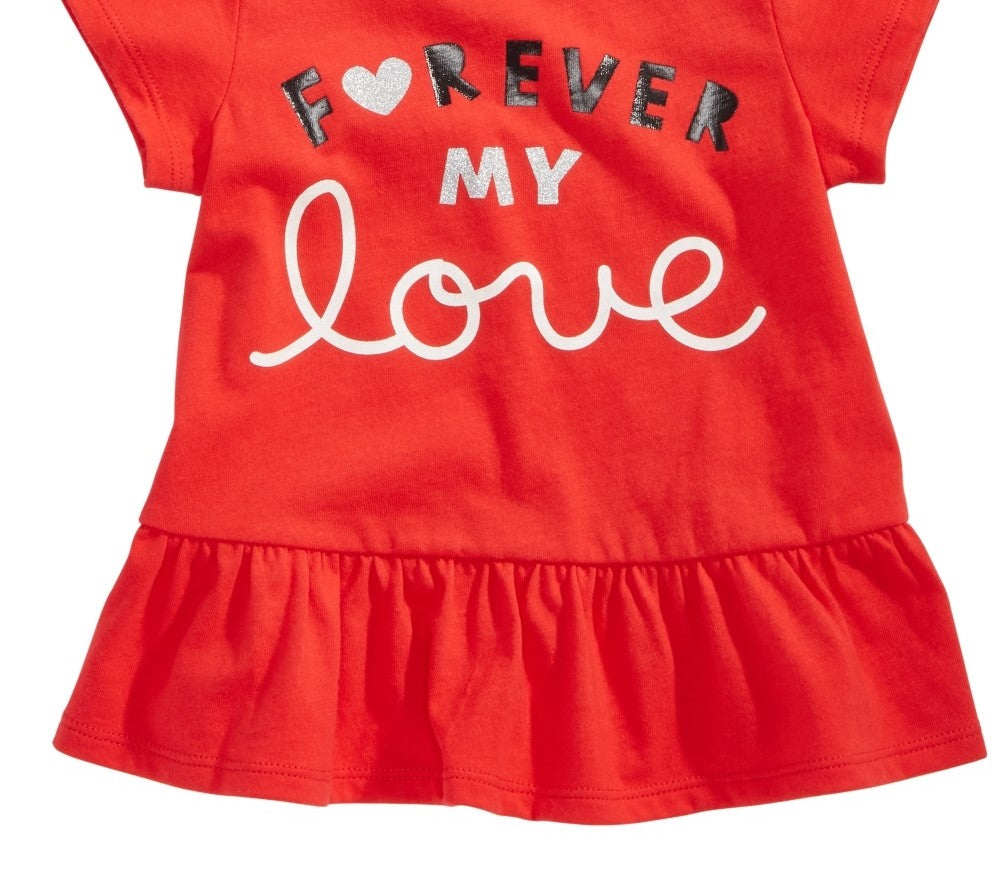 First Impressions Baby Girl's Forever-Print Cotton T-Shirt Medium Red Size 18MOS