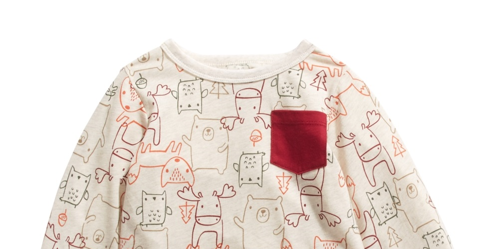 First Impressions Baby Boy's Long Sleeve Woodland Animals T-Shirt Beige Size 12 Months