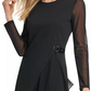 DKNY Women's Long Sleeve Jewel Neck Below The Knee Wear To Work Dress Black Size Small