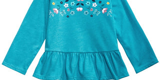 First Impressions Baby Girl's Cotton Floral-Print Peplum-Hem Tunic Blue Size 6-9MOS