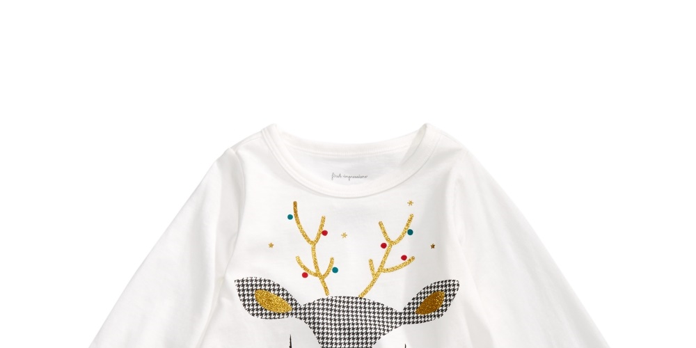 First Impressions Baby Girl's Reindeer Applique T-Shirt  White Size 18MOS