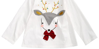 First Impressions Baby Girl's Reindeer Applique T-Shirt  White Size 3-6MOS