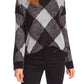 Vince Camuto Women's Textured Argyle Sweater Gray Size Small