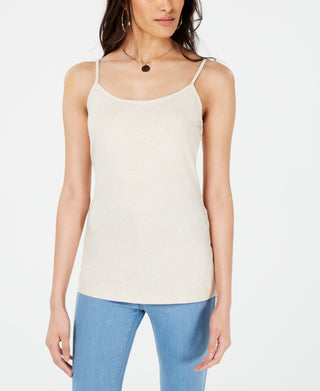 Maison Jules Women's Spaghetti Strap Square Neck Tank Top White Size X-Small